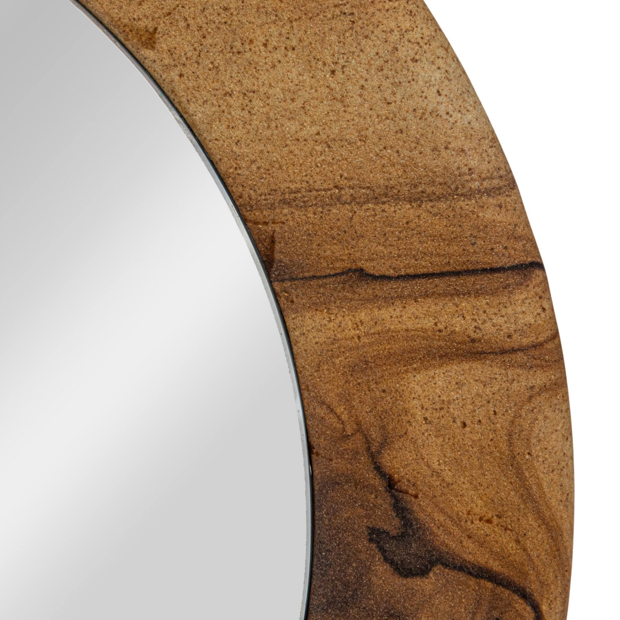 Hello Honey® 14" Natural Brown Round Sandstone Wall Mirror